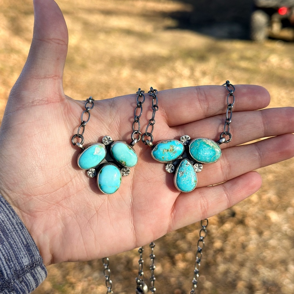 Native Made Turquoise Cluster Necklace